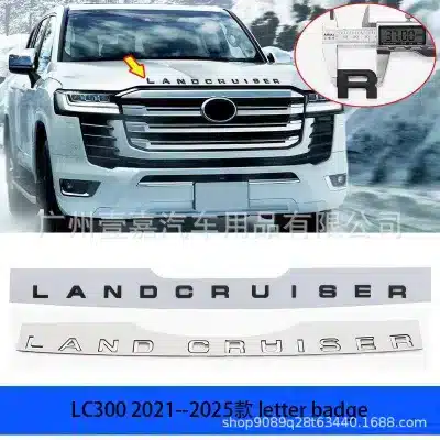 Bright Silver Rear Tailgate & Body Lettering Emblem Stickers for 2021-2025 Toyota Land Cruiser LC300 Bright Silver Rear Tailgate & Body Lettering Emblem Stickers for 2021-2025 Toyota Land Cruiser LC300
