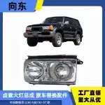 Halogen Headlight Assembly Clear Lens Chrome Housing Front Replacement for 1992-1997 Toyota Land Cruiser LC80 FJ80