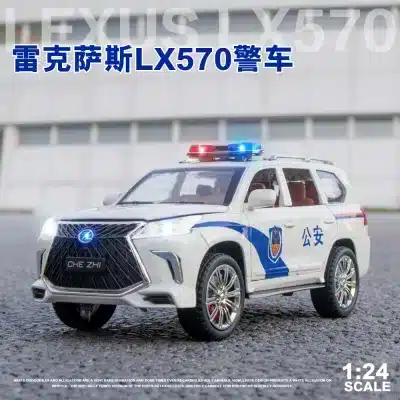 1/24 Scale Lexus LX570 Die-Cast Police Car Model, Pull-Back Action with Sound and Light, Six Opening Doors 1/24 Scale Lexus LX570 Die-Cast Police Car Model, Pull-Back Action with Sound and Light, Six Opening Doors