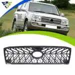 Front Bumper Grille Replacement for 1998-2007 Toyota Land Cruiser FJ100, Black Trim