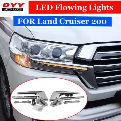 Headlight Trim Sequential LED Turn Signal Light Strip for 2016-2022 Toyota Land Cruiser LC200, Silver/Black Finish Headlight Trim Sequential LED Turn Signal Light Strip for 2016-2022 Toyota Land Cruiser LC200, Silver/Black Finish