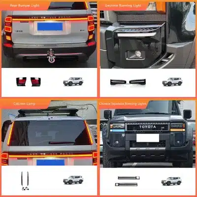 Rear Bumper LED Tail Light Assembly for 2024 Toyota Land Cruiser Prado LC250, 3-Function Dynamic Startup Signal, Red Lens White Shell Rear Bumper LED Tail Light Assembly for 2024 Toyota Land Cruiser Prado LC250, 3-Function Dynamic Startup Signal, Red Lens White Shell