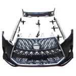 Front and Rear Body Kit LX570 Style Conversion Upgrade for 2015-2019 Toyota Highlander, ABS Material