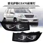Front LED Fog Light DRL Turn Signal Assembly for 2003-2009 Lexus GX470 & Toyota Land Cruiser Prado, 12V 53866-60030 53867-60040