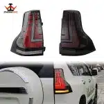 LED Rear Tail Light Assembly Replacement for 2010-2021 Lexus GX400 GX460, Clear Lens Red Housing