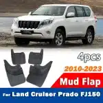 4Pcs Front & Rear Mud Flaps Splash Guards for Toyota Land Cruiser Prado FJ150 2010-2023, TPE+PP Material