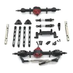 Upgraded Metal Front and Rear Axle Assembly Kit for 1/12 MN82 LC79 MN78 RC Crawler, Red Finish