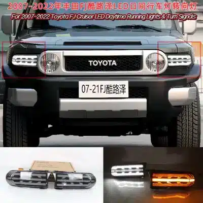 LED Daytime Running Lights Dual-Color Turn Signal Assembly for 2007-2022 Toyota FJ Cruiser, White & Amber Sequential LED Daytime Running Lights Dual-Color Turn Signal Assembly for 2007-2022 Toyota FJ Cruiser, White & Amber Sequential
