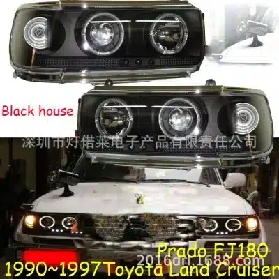 Headlight Assembly Black Housing Pair for 1990-1997 Toyota Land Cruiser LC80 FJ80 Prado Headlight Assembly Black Housing Pair for 1990-1997 Toyota Land Cruiser LC80 FJ80 Prado