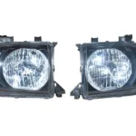 Front Headlight Assembly Set Left & Right Pair for Toyota Land Cruiser FJ70 FJ72 FJ75 Pickup, Black Housing