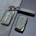 Premium Leather & Metal Key Fob Cover Case with 4-Button Design for Lexus ES200 ES300h RX450h NX300 LX570
