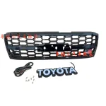 Front Upper Grille with Integrated LED Lights for 1998-2007 Toyota Land Cruiser LC100, Matte Black ABS