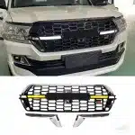 GR Style Front Upper Grille with Integrated LED Lights for Toyota Land Cruiser Prado 2018-2023, Black ABS
