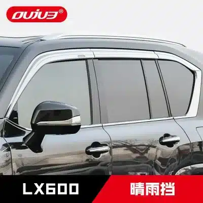 Window Deflector Rain Shield Set with Chrome Trim for 2014-2017 Nissan X-Trail, 6-Piece Smoke Acrylic Vent Visor