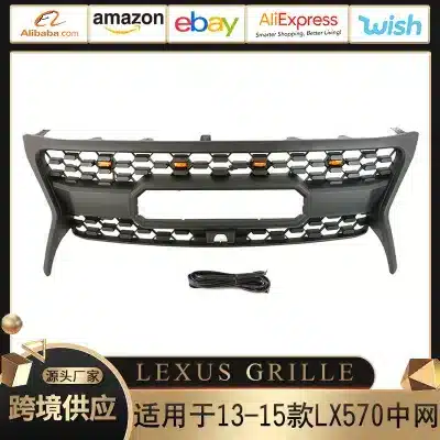 Front Bumper Hood Grille with LED Lights for 2013-2015 Lexus LX570, ABS Plastic Modification Accessory