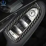 Real Carbon Fiber Window Lift Control Panel Trim for Mercedes-Benz GLC C-Class W205 2015-2021 Interior Door Modification Decal