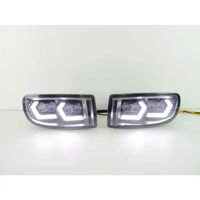 LED Fog Lights with DRL and Turn Signals for 1998-2008 Toyota Land Cruiser FJ100 LC100, 12V Dual-Color Lamps