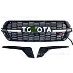 Front Bumper Grille with LED Lights for 2008-2020 Toyota Land Cruiser LC200, Retro Mesh Style ABS Black