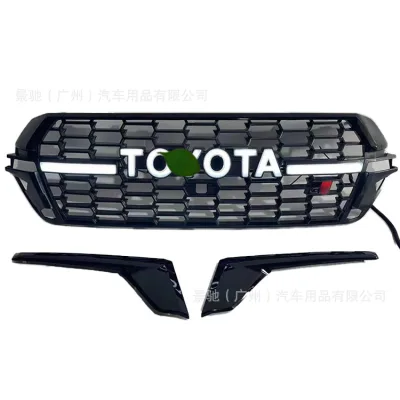 Front Bumper Grille with LED Lights for 2008-2020 Toyota Land Cruiser LC200, Retro Mesh Style ABS Black Front Bumper Grille with LED Lights for 2008-2020 Toyota Land Cruiser LC200, Retro Mesh Style ABS Black