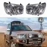 LED Replacement Headlight Assembly for Toyota Land Cruiser LC100 1998-2007, White Background Crystal Lens, Split Design