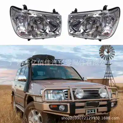 LED Replacement Headlight Assembly for Toyota Land Cruiser LC100 1998-2007, White Background Crystal Lens, Split Design LED Replacement Headlight Assembly for Toyota Land Cruiser LC100 1998-2007, White Background Crystal Lens, Split Design