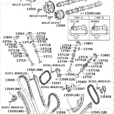 Engine Timing Chain Kit with Tensioners and Guides for Toyota 3UR-FE 5.7L V8, Fits Land Cruiser, Tundra, Lexus LX570 Engine Timing Chain Kit with Tensioners and Guides for Toyota 3UR-FE 5.7L V8, Fits Land Cruiser, Tundra, Lexus LX570