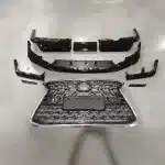 Front Bumper Modification Kit for Lexus LX570 to LX600 Upgrade, Stainless Steel Sport Mesh Grille and Body Surround Assembly