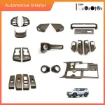2pcs Black Wood Grain Gear Shift Panel Cover Trim for 2024 Toyota Land Cruiser Prado LC250, RHD Interior Decoration