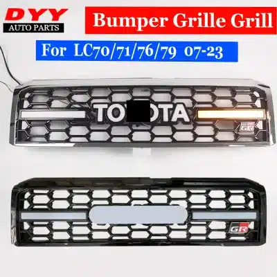 GR Style Front Grille Replacement for 2007-2023 Toyota Land Cruiser LC70 LC71 LC76 LC79 70 Series, Matte Black Finish GR Style Front Grille Replacement for 2007-2023 Toyota Land Cruiser LC70 LC71 LC76 LC79 70 Series, Matte Black Finish