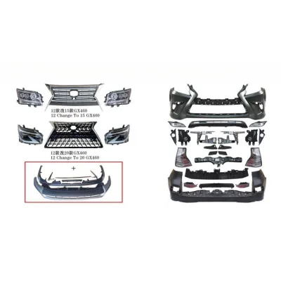 Front Bumper Fascia & Grille Body Kit Facelift Upgrade for 2010-2014 Lexus GX460, 2018 Style Conversion, ABS Material Front Bumper Fascia & Grille Body Kit Facelift Upgrade for 2010-2014 Lexus GX460, 2018 Style Conversion, ABS Material