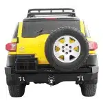 Heavy Duty Off-Road Rear Bumper with Spare Tire Carrier and Fuel Can Rack for Toyota FJ Cruiser, Manganese Steel