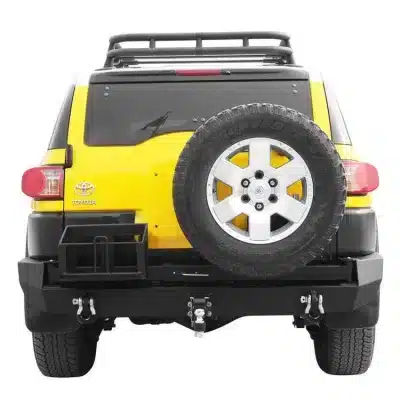 Heavy Duty Off-Road Rear Bumper with Spare Tire Carrier and Fuel Can Rack for Toyota FJ Cruiser, Manganese Steel Heavy Duty Off-Road Rear Bumper with Spare Tire Carrier and Fuel Can Rack for Toyota FJ Cruiser, Manganese Steel