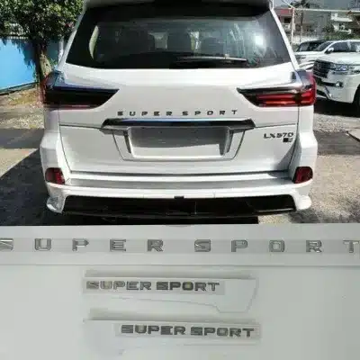 SUPER SPORT Emblem Set 3-Piece Black Lettering Logo Replacement for LX570 Side and Trunk SUPER SPORT Emblem Set 3-Piece Black Lettering Logo Replacement for LX570 Side and Trunk
