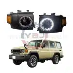 LED Upgrade Headlight Assembly with DRL Replacement for Toyota Land Cruiser LC70 LC79 1984-2022, 2024 Facelift Style