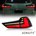 Full LED Tail Light Assembly for 2016-2020 Lexus LX570, Red Clear Housing Rear Lamp Replacement