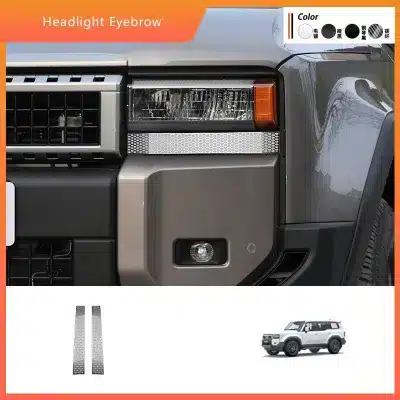 Stainless Steel Headlight Eyebrow Trim Strips for 2024 Toyota Land Cruiser Prado LC250, Silver Chrome Finish Stainless Steel Headlight Eyebrow Trim Strips for 2024 Toyota Land Cruiser Prado LC250, Silver Chrome Finish