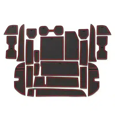 Interior Door Slot Mats & Center Console Liner Set for 2024 Lexus GX550, Non-Slip Cup Holder Pads, Luminous White/Black