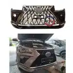 LX570 Style Front Bumper Conversion Kit with Grille and LED DRL for Toyota Hilux Revo 2015-2018