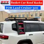 Rear Roof Rack Extension Ladder Foldable Step for 2022-2023 Toyota Land Cruiser LC300, Black Finish