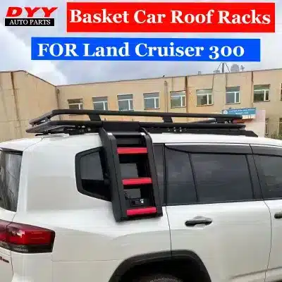 Rear Roof Rack Extension Ladder Foldable Step for 2022-2023 Toyota Land Cruiser LC300, Black Finish