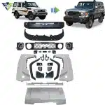 2024 Facelift Style Body Upgrade Kit for Toyota Land Cruiser LC76, includes Headlights, Hood, and Fenders