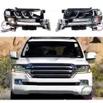 LED Headlight Assembly with Triple-Lens Flowing Turn Signal and Startup Animation for 2016-2021 Toyota Land Cruiser LC200 GRJ200