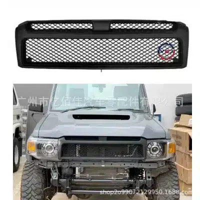 Front Bumper Radiator Middle Grille for Toyota Land Cruiser LC76 LC79 2007-2021, PP Material Black/Chrome Finish Front Bumper Radiator Middle Grille for Toyota Land Cruiser LC76 LC79 2007-2021, PP Material Black/Chrome Finish