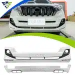 Front and Rear Bumper Sports Kit Upgrade White for 2014-2017 Toyota Prado FJ150, 2-Piece Set
