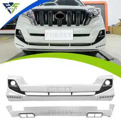 Front and Rear Bumper Sports Kit Upgrade White for 2014-2017 Toyota Prado FJ150, 2-Piece Set Front and Rear Bumper Sports Kit Upgrade White for 2014-2017 Toyota Prado FJ150, 2-Piece Set