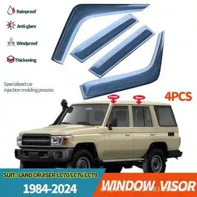 Injection Molded Window Visor Rain Guards for Toyota Land Cruiser LC76 LC78 LC79 J70 Series 1984-2024+, Window Vent Deflectors 4PCS Set Injection Molded Window Visor Rain Guards for Toyota Land Cruiser LC76 LC78 LC79 J70 Series 1984-2024+, Window Vent Deflectors 4PCS Set