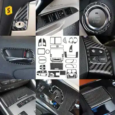 Carbon Fiber Interior Trim Kit Stickers Compatible with Lexus IS250, Decorative Patch Modification Overlays Carbon Fiber Interior Trim Kit Stickers Compatible with Lexus IS250, Decorative Patch Modification Overlays