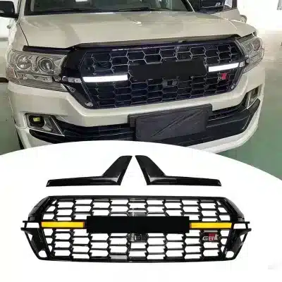 GR Style Front Bumper and Grille Assembly with LED DRL Lights for 2016-2022 Toyota Land Cruiser LC200 GR Style Front Bumper and Grille Assembly with LED DRL Lights for 2016-2022 Toyota Land Cruiser LC200