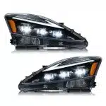 6-Lens LED Headlight Assembly with Amber Reflector for 2006-2012 Lexus IS250 IS350 IS F, Front Side Replacement