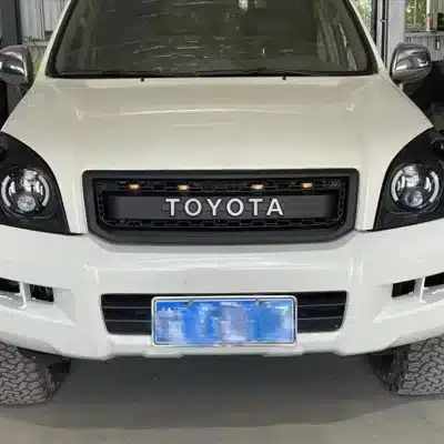 Retro Honeycomb Front Radiator Grille with LED Lights for 2003-2009 Toyota Land Cruiser Prado LC120 FJ120